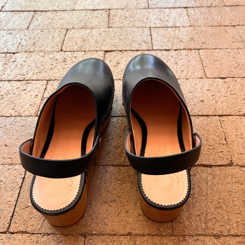 J. Crew Convertible Leather Clogs, Black, Women size 9